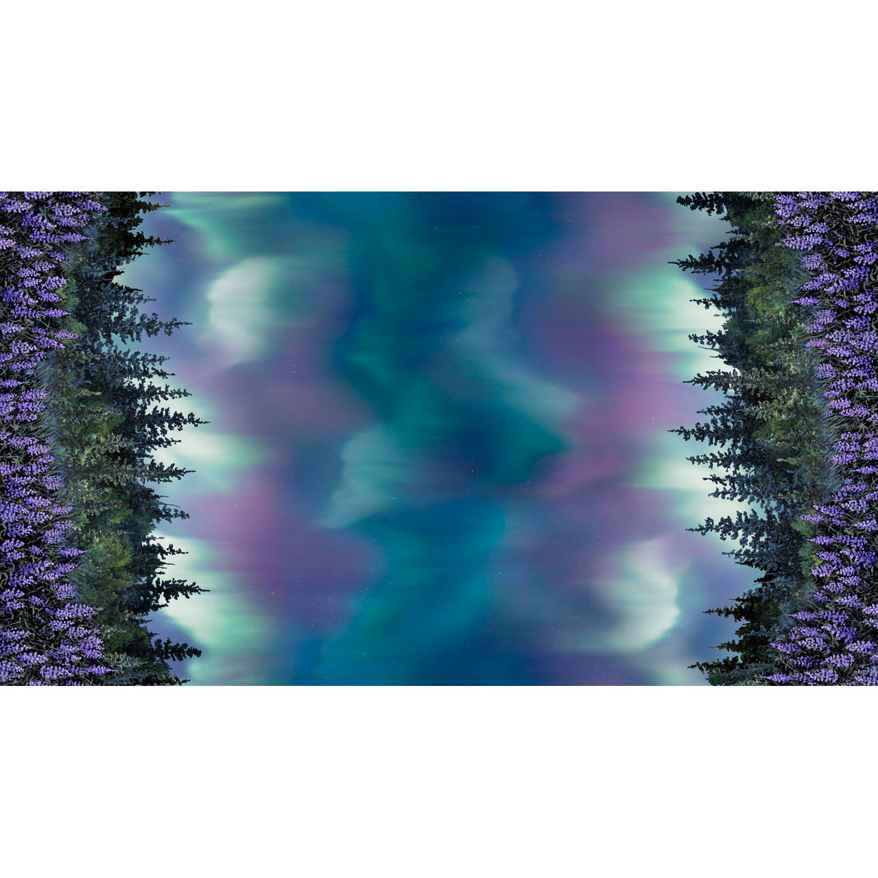 Aurora's Passage Northern Lights Double Border Blue Purple Green Shane Lamb P&B Textiles Cotton Fabric PB-APAS-6434-MU