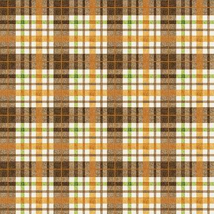 Autumn Elegance Plaid Brown Metallic Kitten Studio Henry Glass Cotton Fabric