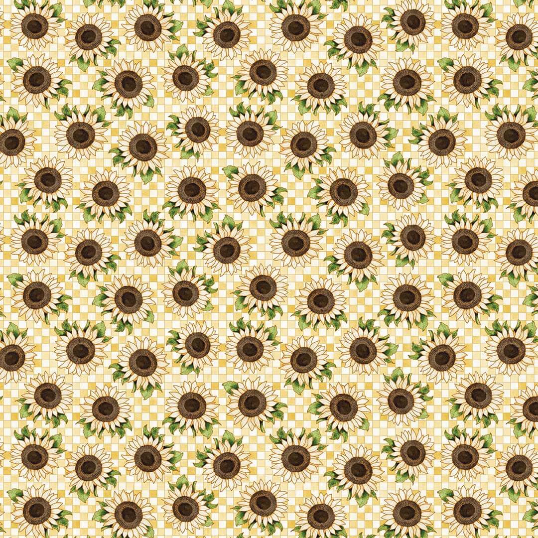 Autumn Elegance Small Sunflower Gold Metallic Kitten Studio Henry Glass Cotton Fabric