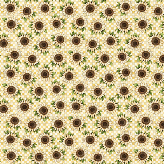 Autumn Elegance Small Sunflower Gold Metallic Kitten Studio Henry Glass Cotton Fabric