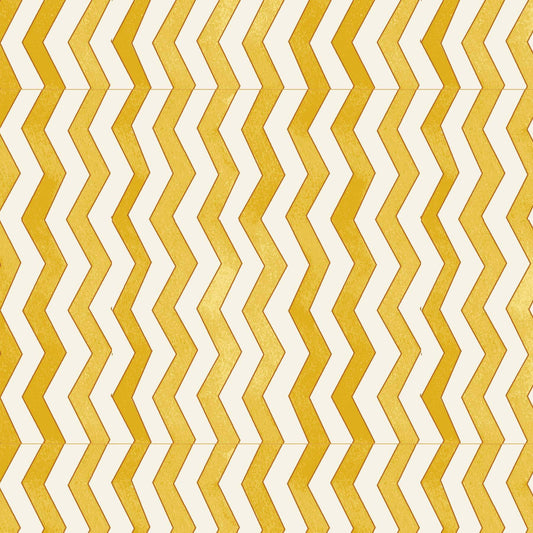 Autumn Elegance Zigzag Line Gold Metallic Kitten Studio Henry Glass Cotton Fabric