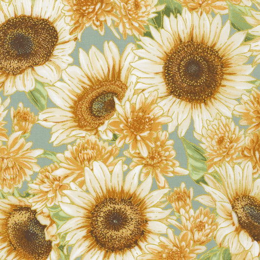 Autumn Fields Flowers Ivory Robert Kaufman Cotton Fabric