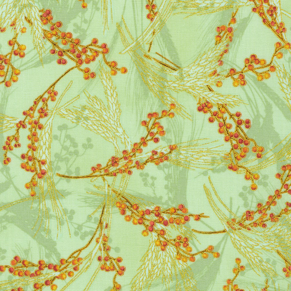 Autumn Fields Wheat Mint Green Robert Kaufman Cotton Fabric