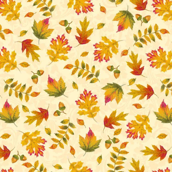 Autumn Glory Autumn Leaves Cream Freckle and Lollie Cotton Fabric