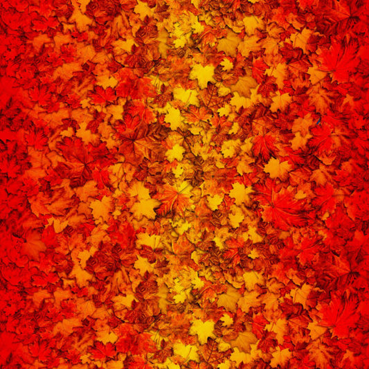 Autumn Glory Ombre Leaves Orange Freckle and Lollie Cotton Fabric