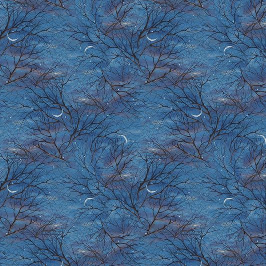 Autumn Retreat Allover Branches Blue Abraham Hunter P&B Textiles Cotton Fabric