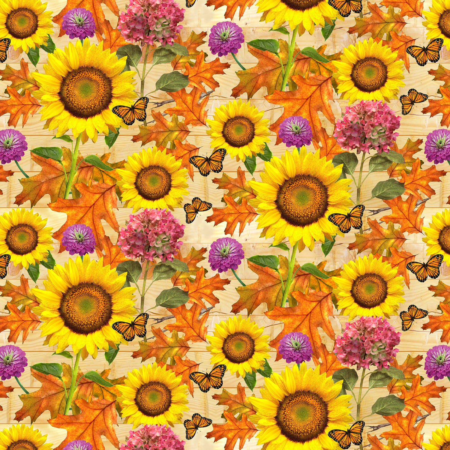 Autumn Splendor Floral Sunflowers Gold Robert Giordano Henry Glass Cotton Fabric