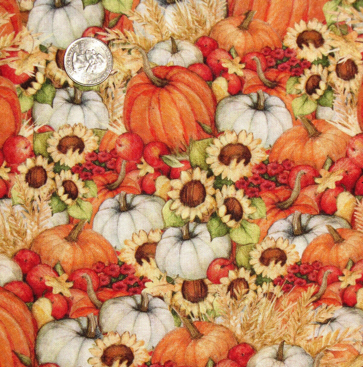 Autumn Sunflower Pumpkin Field Susan Winget Springs Creative Cotton Fabric