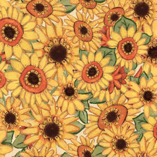 Autumn Sunflowers Fall Yellow Springs Creative Cotton Fabric