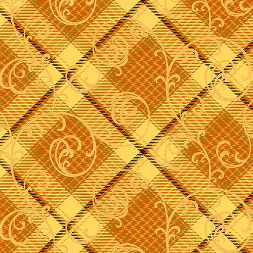 Autumn Time Plaid Scroll Butter Color Principle Henry Glass Cotton Fabric