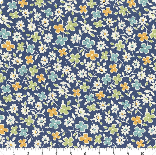 Autumn 108" Wide back Cosmos in Denim Blue designed by Lori Holt for Riley Blake Designs 100% Cotton Quilting Fabric RB-WB14672-DENIM