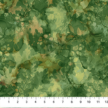 Autumn Breeze Leaf Texture Dark Green Deborah Edwards and Melanie Samra Cotton Fabric  NC-DP28058-76