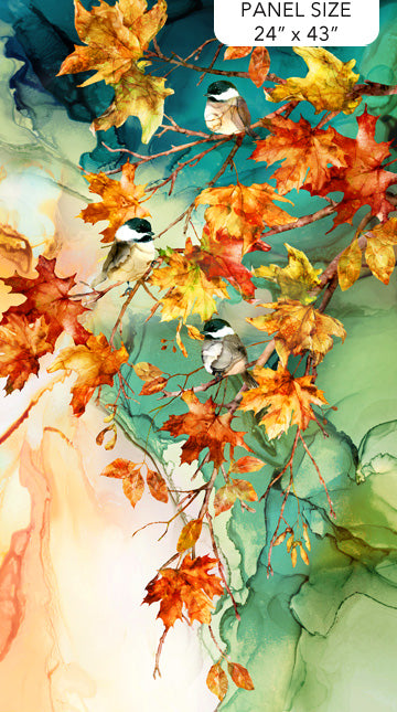 Autumn Breeze  Panel 24" Teal Multi Deborah Edwards and Melanie Samra Cotton Fabric  NC-DP28055-66