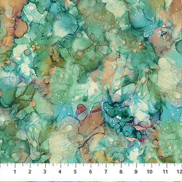 Autumn Breeze Texture Medium Teal Deborah Edwards and Melanie Samra Cotton Fabric NC-DP28061-63