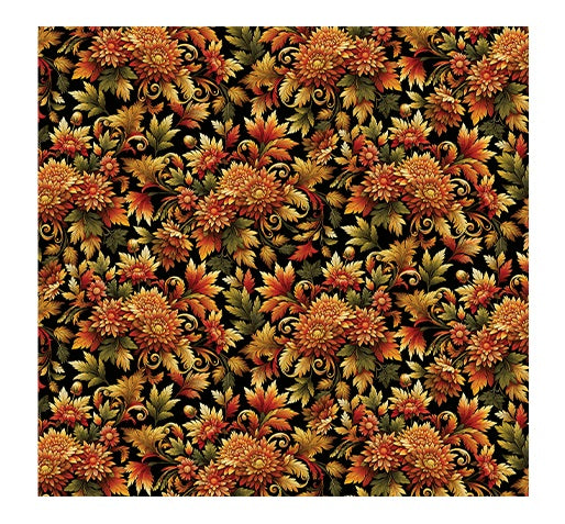 Autumn Cats Autumn Splendor Bouquet Black Spice Peggy Collins Benartex Cotton Fabric BE-16766-87 | US Fabric Shop