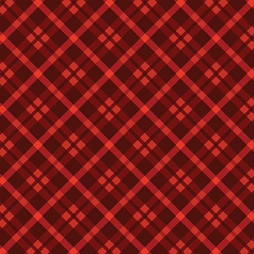Autumn Cats Plaid Season Diagonal Red Peggy Collins Benartex Cotton Fabric BE-16770-10