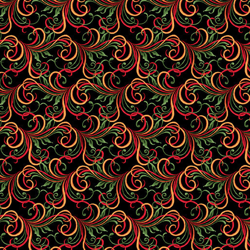 Autumn Cats Swirl Essence Black Multi Peggy Collins Benartex Cotton Fabric BE-16771-12
