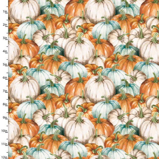 Autumn Days Packed Pumpkins Multi 3 Wishes Cotton Fabric 3W-23664-MLT