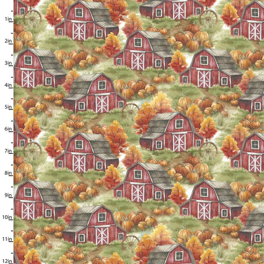 Autumn Days Scenic Barns Multi 3 Wishes Cotton Fabric 3W-23665-MLT