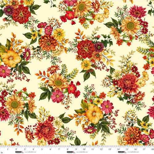 Fall Pattern Cream Autumn Fields Autumn Bouquets Cream Art Loft Studio E Cotton Fabric SE ...