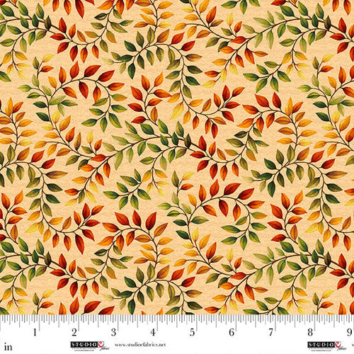 Autumn Fields Vine Leaves Light Pumpkin Art Loft Studio E Cotton Fabric SE-8371-35