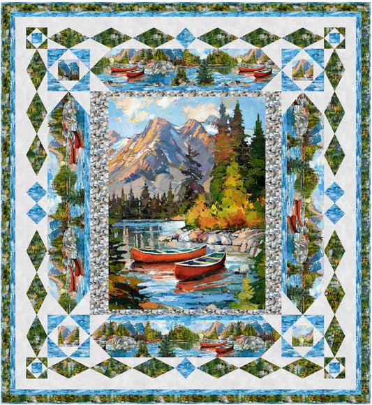 Autumn Piece Digital Quilt Top 69"x75" Canoe Lake Collection Iosif Derecichei Northcott Cotton Fabric NC-DQ3681