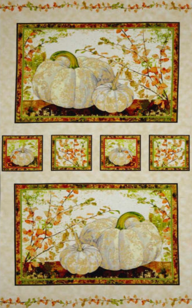 Autumn Shimmer Pumpkin Picture Panel 24" Quilting Treasures Cotton Fabric QT-1649-26538-E