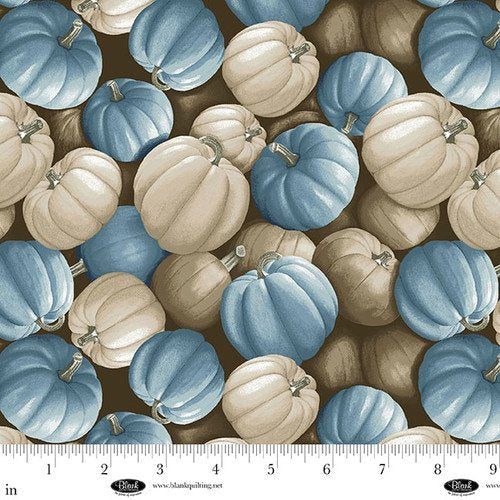 Autumn Vibes Pumpkin Toss Blue Running Wild Art Studio Blank Quilting Cotton Fabric BQ-4072-14