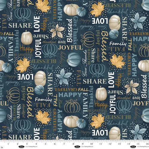 Autumn Vibes Words Navy Running Wild Art Studio Blank Quilting Cotton Fabric BQ-4070-77