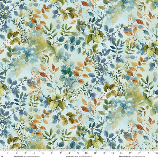 Awakenings Foliage Pale Blue Jan Mott Henry Glass Cotton Fabric HG-3527-17