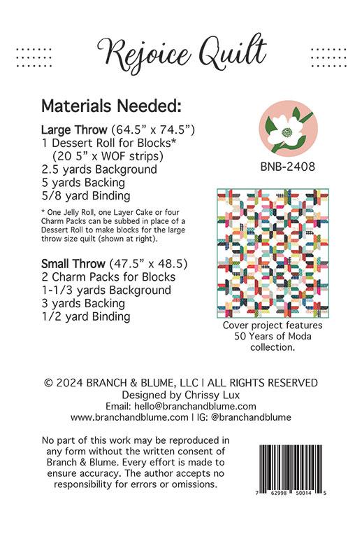 Rejoice Quilt Pattern Chrissy Lux Branch & Blume BNB-2408