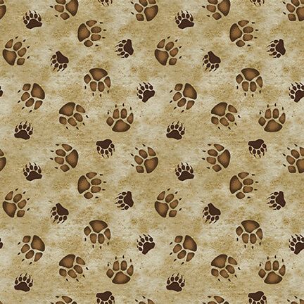 Wilderness Trail Paw Prints Tan Ed Wargo Blank Quilting Cotton Fabric