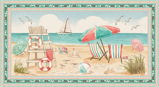 Beachy Keen Beach Scene Panel Sand Janelle Falke Blank Quilting Fabrics Cotton Fabric