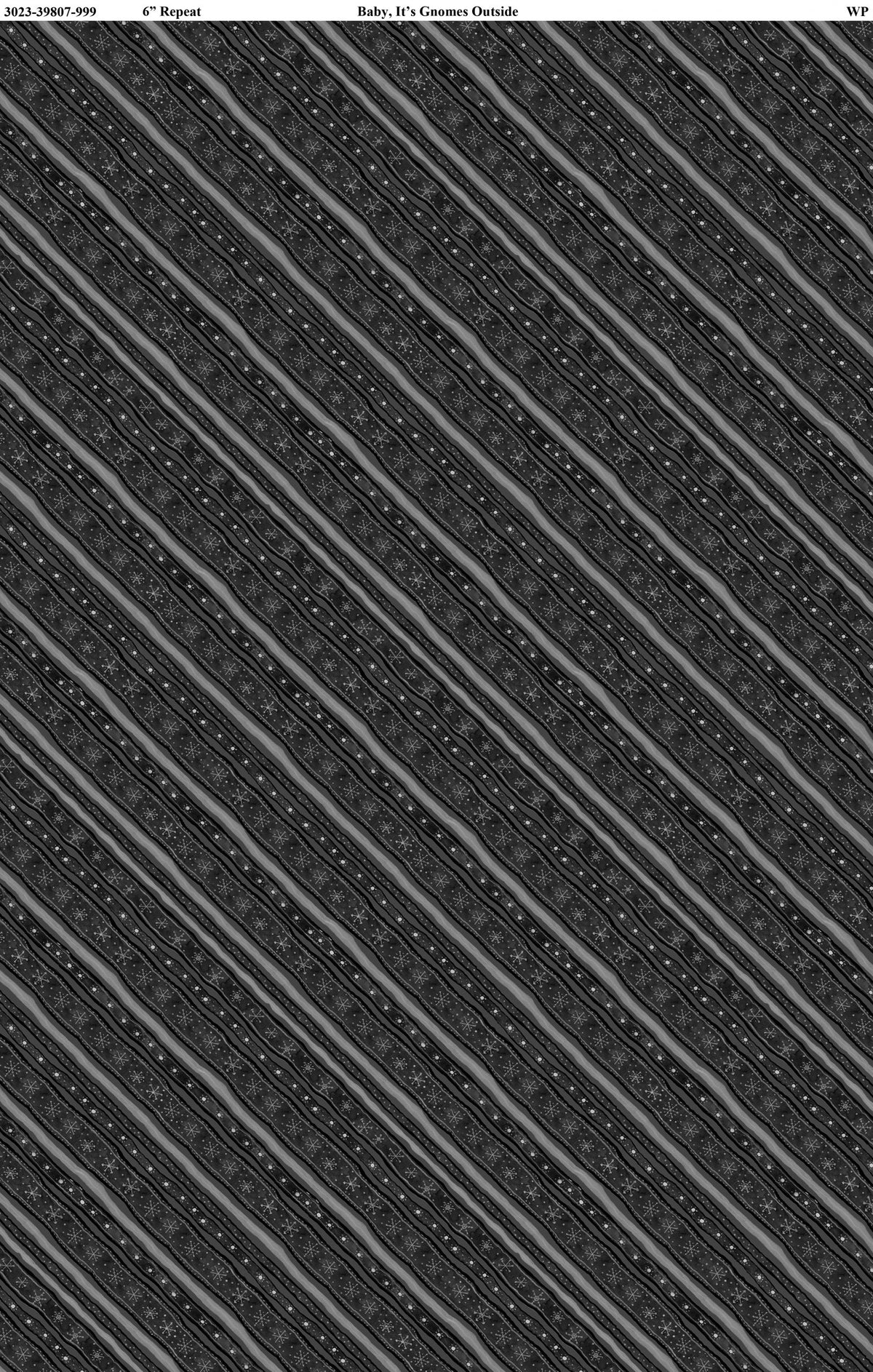 Baby It's Gnomes Outside Diagonal Stripe Black Susan WingetÂ Wilmington Prints Cotton Fabric WP-3023-39807-999 | US Fabric Shop