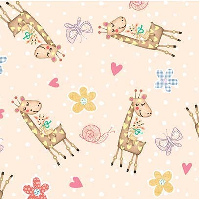 Ba Love Ba Giraffe Beige Tracy Cottingham Michael Miller Cotton Fabric