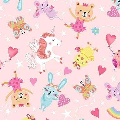 Baby Love Princess Toys Pink Tracy Cottingham Michael Miller Cotton Fabric