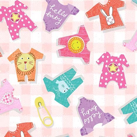 Baby Love Rompers Pink Tracy Cottingham Michael Miller Cotton Fabric