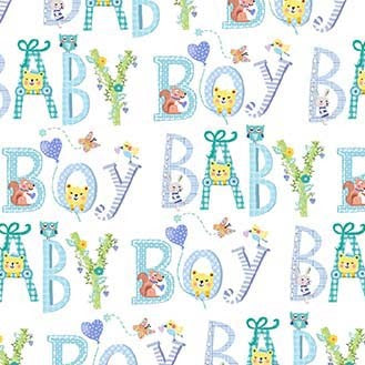 Ba Love Welcome Ba Boy Blue Tracy Cottingham Michael Miller Cotton Fabric