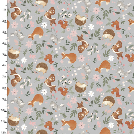 Ba Bloom Babies Bloom Deer Squirrel Fox Grainy Jo Taylor 3 Wishes Fabric Cotton FLANNEL Fabric