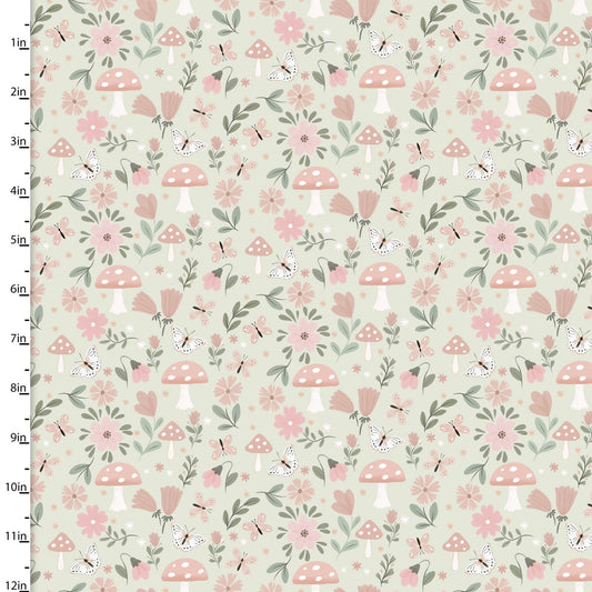 Baby in Bloom Butterflies and Blooms Green Jo Taylor 3 Wishes Fabric Cotton FLANNEL Fabric