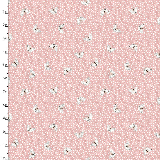 Ba Bloom Fluttering Fawn Pink Jo Taylor 3 Wishes Fabric Cotton FLANNEL Fabric