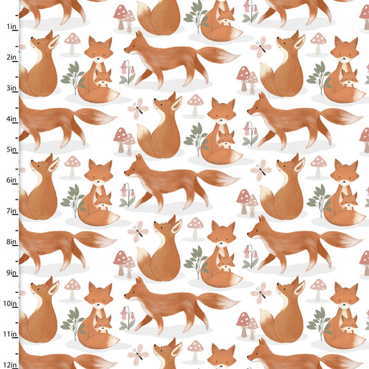 Ba Bloom Fox Trot White Jo Taylor 3 Wishes Fabric Cotton FLANNEL Fabric