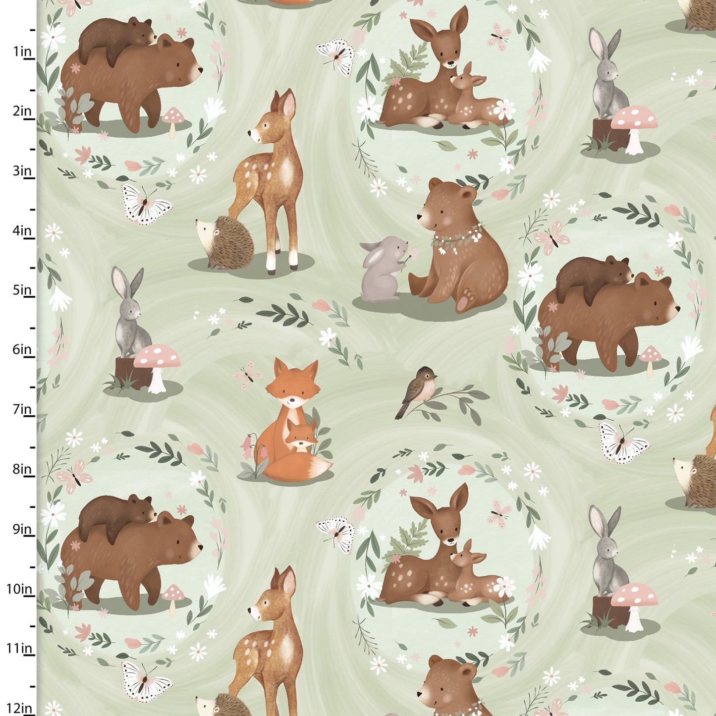 Baby in Bloom Picture Perfect Ba Animals Green Jo Taylor 3 Wishes Fabric Cotton FLANNEL Fabric