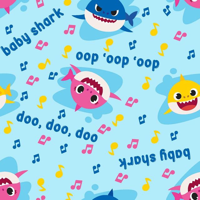 Baby Shark Music Toss Doo Doo Doo Blue Nickelodeon Springs Creative Cotton Fabric