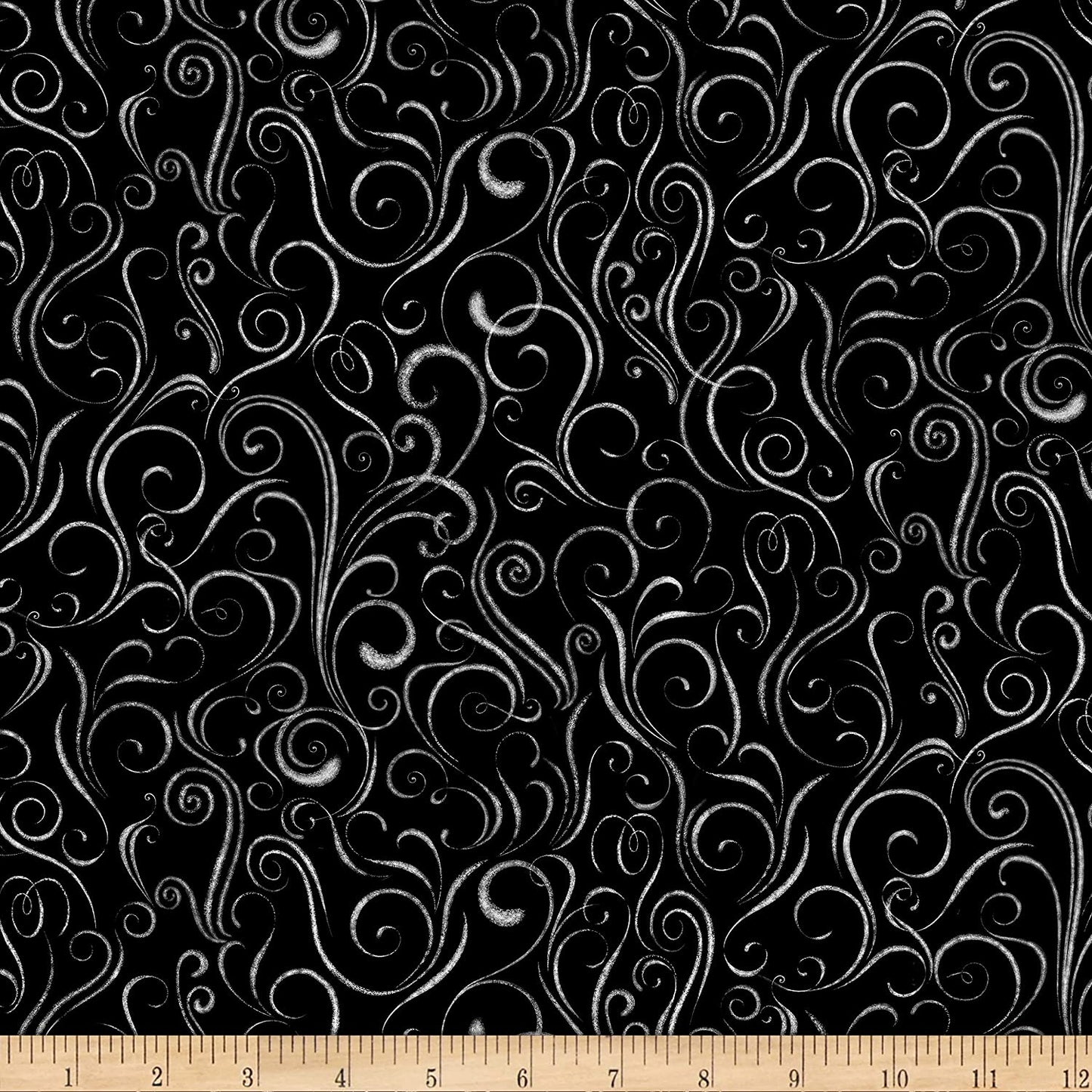 Back to the Grind Coffee Stream Scroll Black Timeless Treasures Cotton Fabric