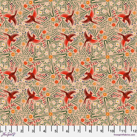 Backyard Wonder Carefree Cardinals Pink Adam Trest Free Spirit Cotton Fabric FS-PWAT005.PINK
