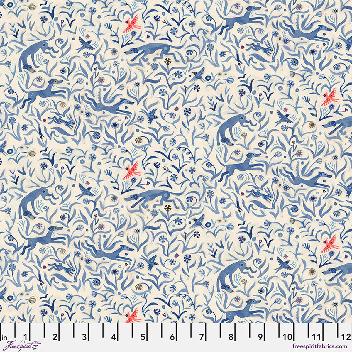 Backyard Wonder Meadow Cream Adam Trest Free Spirit Cotton Fabric FS-PWAT009.CREAM | US Fabric Shop
