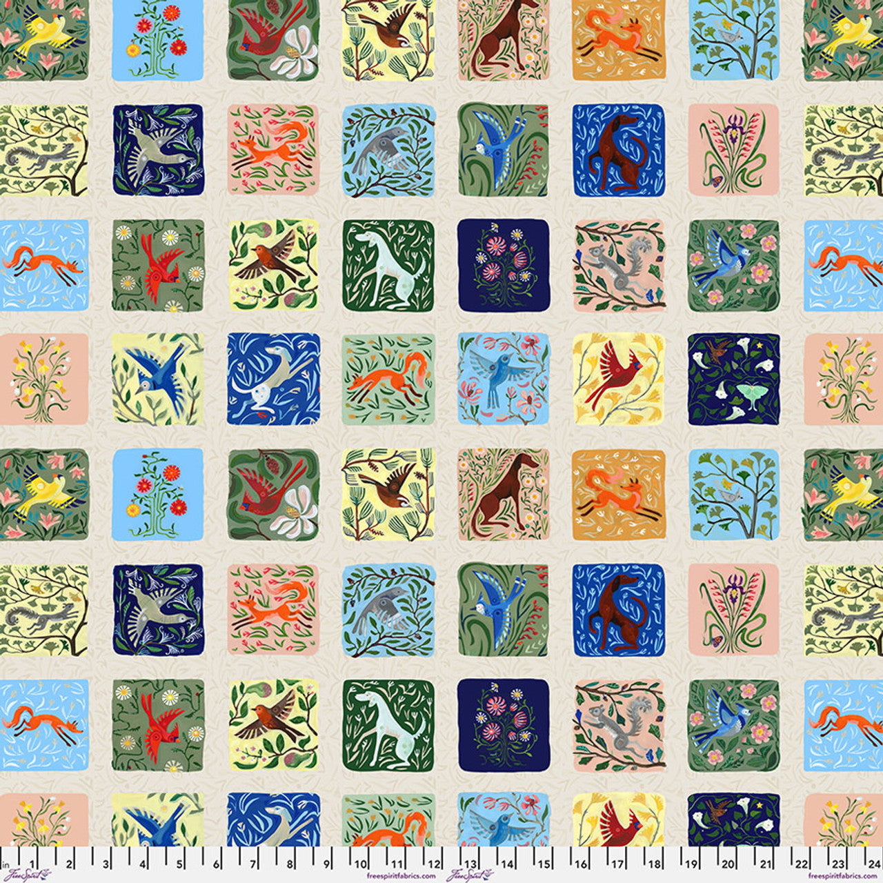 Backyard Wonder Storytellers Patchwork Tile Adam Trest Free Spirit Cotton Fabric FS-PWAT002.TILE