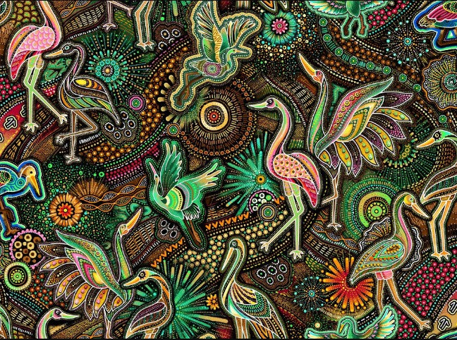 Baiame's Spirit Baiame Allover Brown Oasis Fabrics Cotton Fabric OA-598322