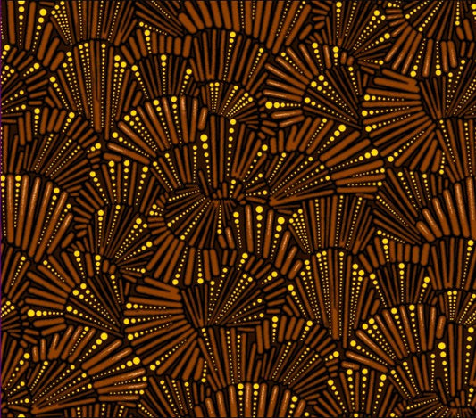 Baiame's Spirit Fan Spray Brown Oasis Fabrics Cotton Fabric OA-598342